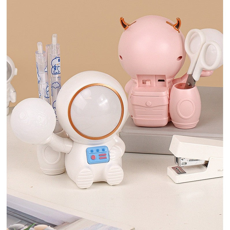Lampa de Veghe 2in1, Flippy, Lampa, Ascutitoare si Spatiu Depozitare, Model Astronaut, Incarcare USB, din ABS, 12 x 7 x