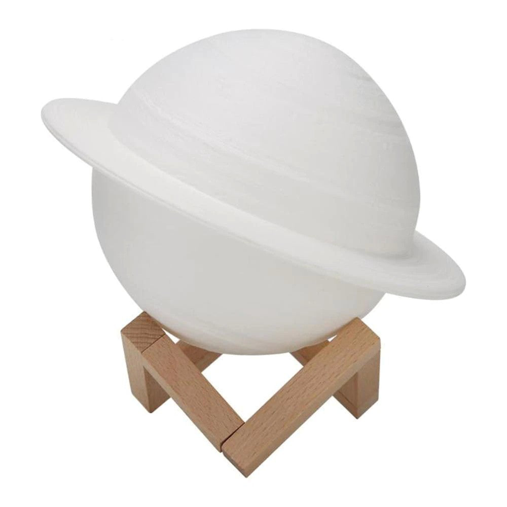 Lampa de veghe cu telecomanda in forma de Saturn 3D Saturn Light 16 culori, alimentare baterii, stand lemn inclus, 15