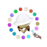 Lampa de veghe cu telecomanda in forma de Saturn 3D Saturn Light 16 culori, alimentare baterii, stand lemn inclus, 15