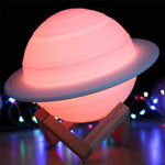 Lampa de veghe cu telecomanda in forma de Saturn 3D Saturn Light 16 culori, alimentare baterii, stand lemn inclus, 15