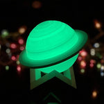 Lampa de veghe cu telecomanda in forma de Saturn 3D Saturn Light 16 culori, alimentare baterii, stand lemn inclus, 15