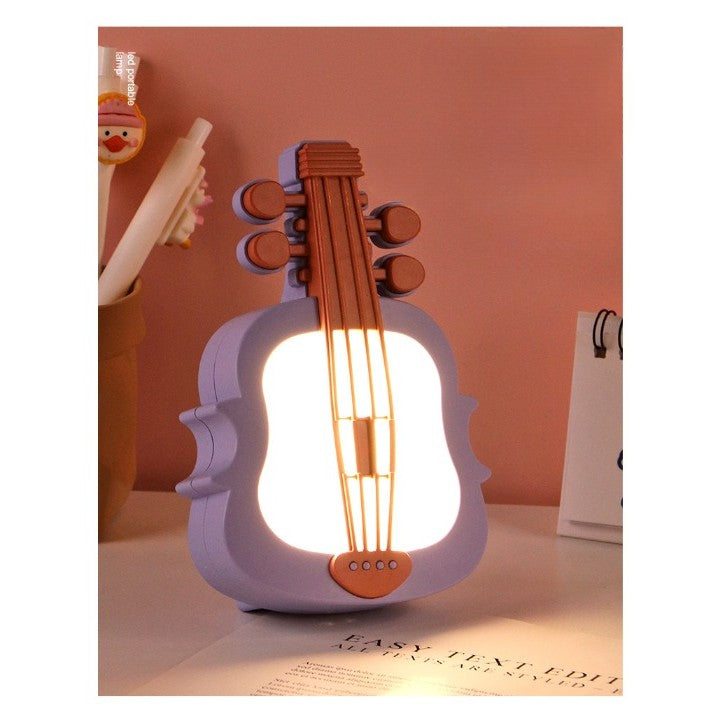Lampa de Veghe, Flippy, cu Protectie pentru Ochi, Model Violina, Lumina Calda, Incarcare USB, ABS, 14.3x5x9.9 cm, Mov/