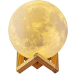Lampa de veghe in forma de luna cu stele 3D Moon Light, Acumulator integrat, alimentare USB, stand din plastic inclus,