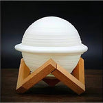 Lampa de Veghe, Flippy, Model Planeta Saturn, 3D, Lumina Alb Cald, Suport din Plastic, cu Baterii, 13 cm, Alb