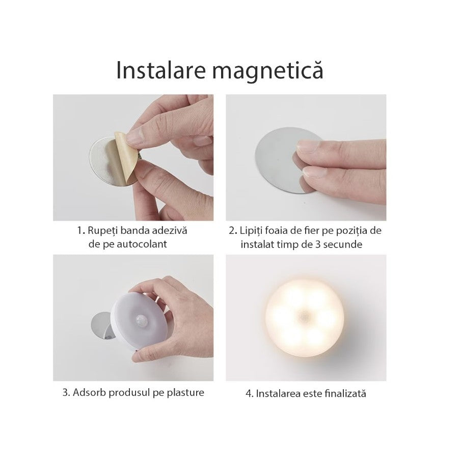 Lampa de Veghe LED, Flippy, cu Senzor de Miscare, Lumina Alba Calda si Rece, Incarcare USB, 0.6W, 300mAh, Design