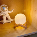 Lampa de veghe luna 3D Moon Light, lumina LED alb cald, alimentare baterii, fara acumulator, stand din plastic inclus,