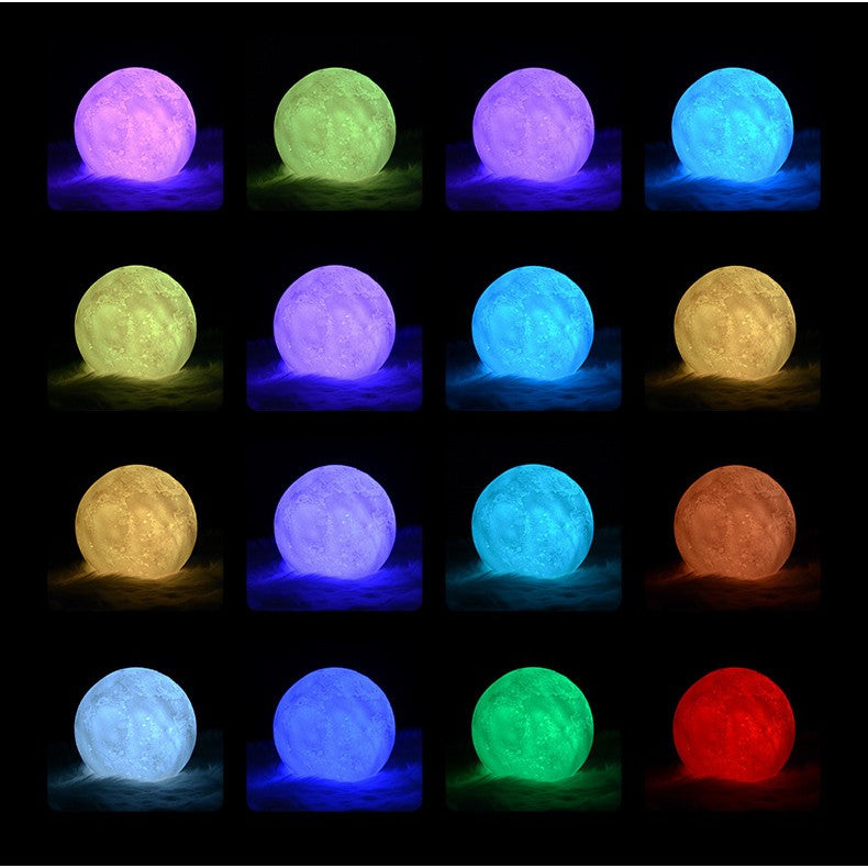 Lampa de veghe luna 3D Moon Light, lumina multicolora cu LED, 7 culori ,schimbare culoare prin atingere,, alimentare