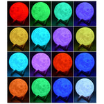 Lampa de veghe luna 3D Moon Light, lumina multicolora cu LED, 7 culori, schimbare culoare prin atingere, alimentare