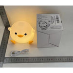 Lampa de Veghe pentru Copii, Flippy, din Silicon, Senzor Tactil, Model Ratusca, Lumina Calda, Timer Automat, Protectie