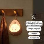Lampa de veghe portabila cu 2 moduri de functionare Flippy, silicon non-toxic, reincarcabila USB, senzor miscare, roz,