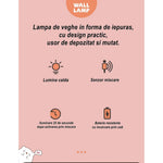 Lampa de veghe portabila cu 2 moduri de functionare Flippy, silicon non-toxic, reincarcabila USB, senzor miscare, roz,