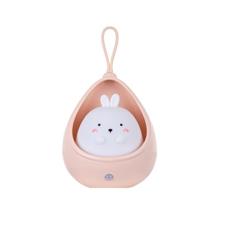 Lampa de veghe portabila cu 2 moduri de functionare Flippy, silicon non-toxic, reincarcabila USB, senzor miscare, roz,