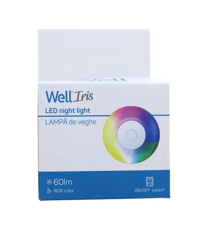 Lampa de veghe Well LEDNRGB-IRIS-R-WL 1W 60lm RGB cu intrerupator ON/OFF