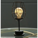 Lampa Decorativa cu Leduri, Flippy, Model Pahar de Vin, cu Baterii, 13 x 13 x 28 cm, Suport Negru, Lumina Alb Cald