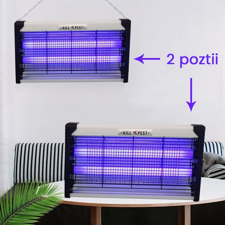 Lampa Electrica Anti Insecte, Flippy, Lumina Neon, 2 tuburi cu putere de 40W, Suspensie Perete, Carcasa din Plastic