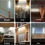 Lampa LED cu Senzor de Lumina si Miscare 30 cm, Flippy, Intensitate Reglabila, Suport Magnetic, 79 LED-uri, 114.59lm ,