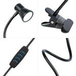 Lampa LED de birou flexibila cu clema/ USB/ 500lm reglaj intensitate si temperatura de culoare/ negru Phenom 20258