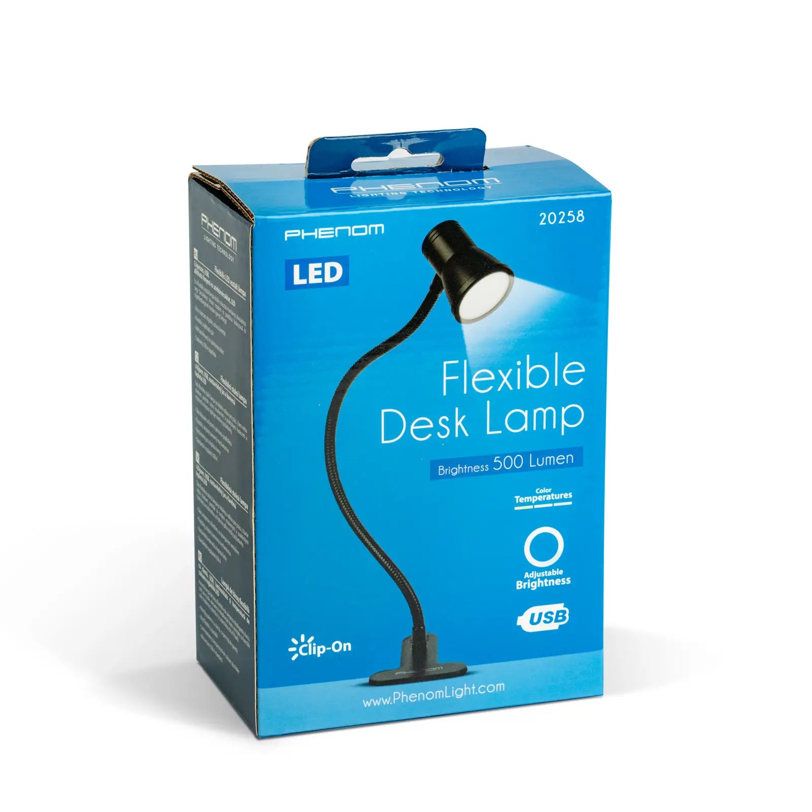 Lampa LED de birou flexibila cu clema/ USB/ 500lm reglaj intensitate si temperatura de culoare/ negru Phenom 20258