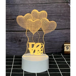 Lampa LED decorativa, Flippy, 3D, Baloane Love, din material acril si lumina multicolora, alb