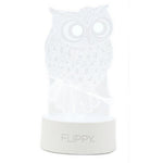 Lampa LED decorativa, Flippy, 3D, Bufnita, cu USB si baterii, 20 cm inaltime, din material acril, lumina multicolora si