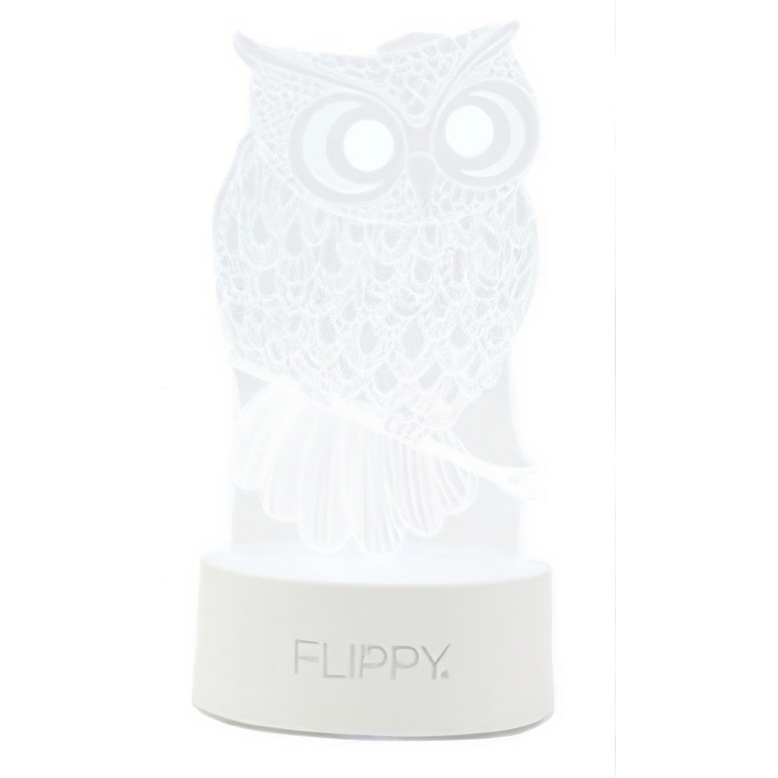 Lampa LED decorativa, Flippy, 3D, Bufnita, cu USB si baterii, 20 cm inaltime, din material acril, lumina multicolora si