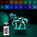 Lampa LED decorativa, Flippy, 3D, Cal, cu telecomanda, doua moduri de alimentare USB si baterii, 20 cm inaltime, din