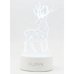 Lampa LED decorativa, Flippy, 3D, Cerb, cu telecomanda, doua moduri de alimentare USB si baterii, 20 cm inaltime, din