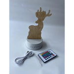 Lampa LED decorativa, Flippy, 3D, Cerb, cu telecomanda, doua moduri de alimentare USB si baterii, 20 cm inaltime, din