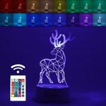 Lampa LED decorativa, Flippy, 3D, Cerb, cu telecomanda, doua moduri de alimentare USB si baterii, 20 cm inaltime, din