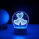 Lampa LED decorativa, Flippy, 3D, cu text "I love you", doua moduri de alimentare USB si baterii, 20 cm inaltime, din