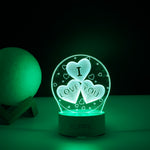 Lampa LED decorativa, Flippy, 3D, cu text "I love you", doua moduri de alimentare USB si baterii, 20 cm inaltime, din