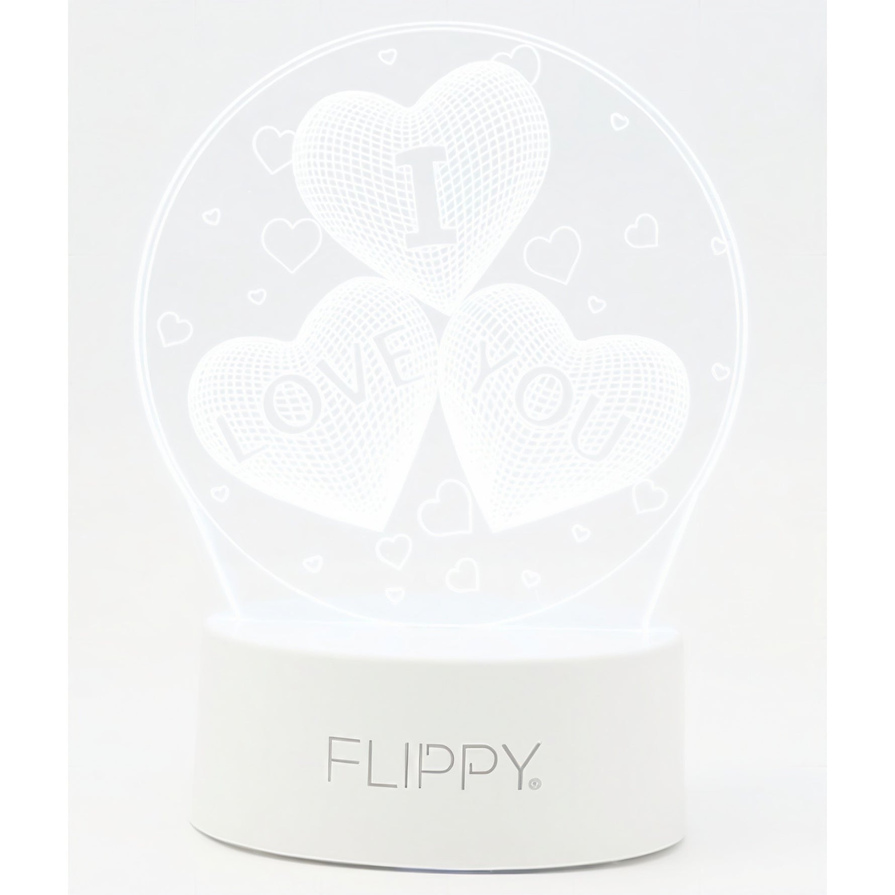 Lampa LED decorativa, Flippy, 3D, cu text "I love you", doua moduri de alimentare USB si baterii, 20 cm inaltime, din