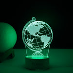 Lampa LED decorativa, Flippy, 3D, Globul Pamantesc, doua moduri de alimentare USB si baterii, 20 cm inaltime, din