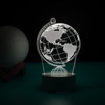 Lampa LED decorativa, Flippy, 3D, Globul Pamantesc, doua moduri de alimentare USB si baterii, 20 cm inaltime, din