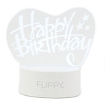 Lampa LED decorativa, Flippy, 3D, Happy Birthday, cu USB si baterii, 20 cm inaltime, din material acril, lumina