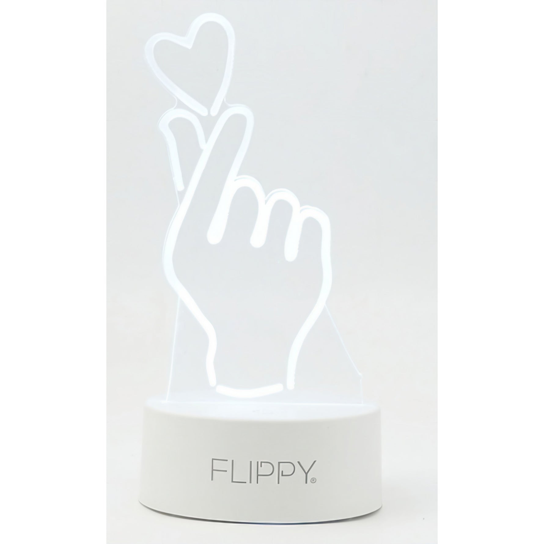 Lampa LED decorativa, Flippy, 3D, Mana si Inima, din material acril si lumina multicolora, alb