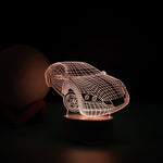 Lampa LED decorativa, Flippy, 3D, Masina Sport, doua moduri de alimentare USB si baterii, 20 cm inaltime, din material