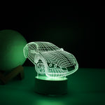 Lampa LED decorativa, Flippy, 3D, Masina Sport, doua moduri de alimentare USB si baterii, 20 cm inaltime, din material