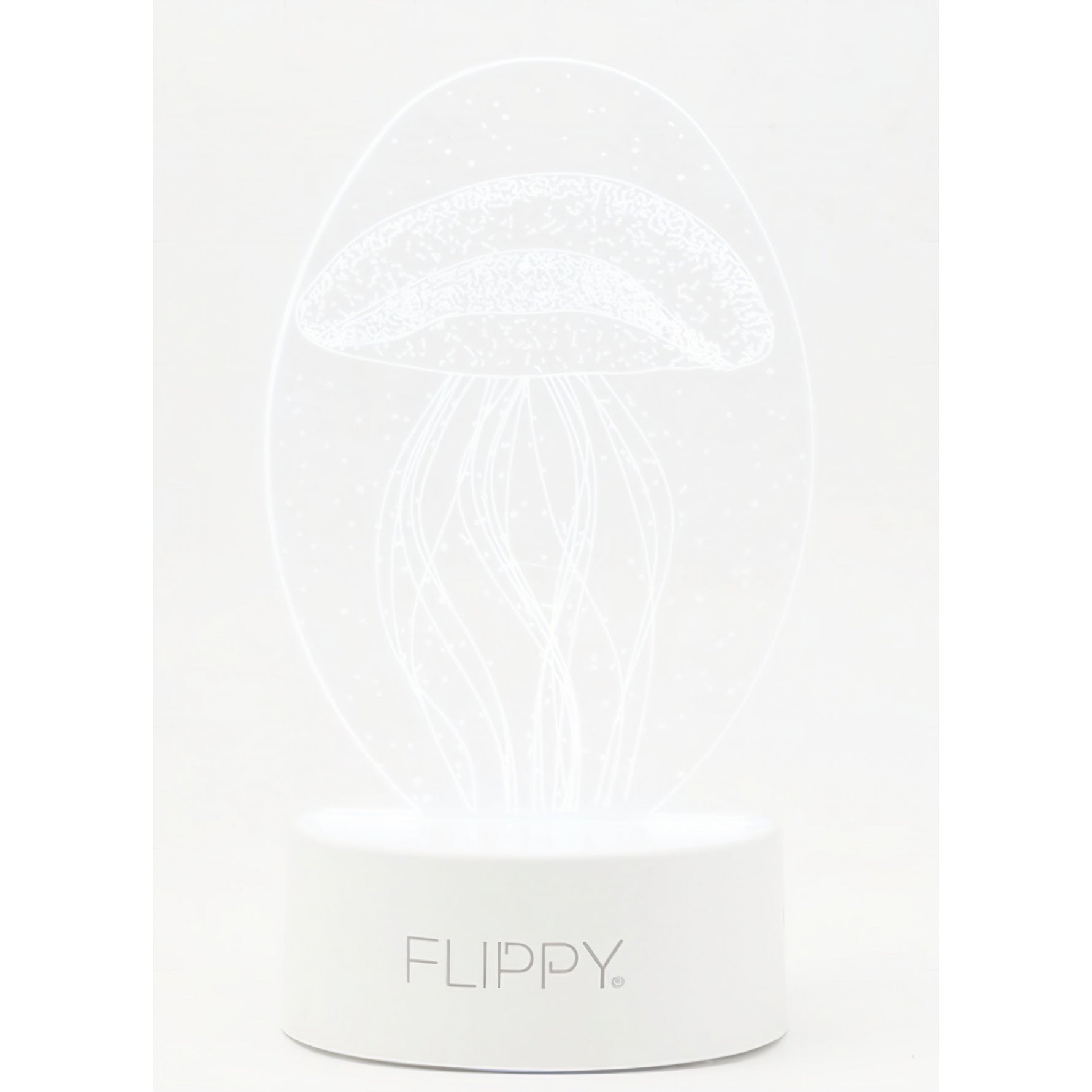 Lampa LED decorativa, Flippy, 3D, Meduza, din material acril si lumina multicolora, alb
