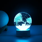 Lampa LED decorativa, Flippy, 3D, Peisaj de iarna, cu telecomanda, doua moduri de alimentare USB si baterii, 20 cm