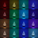 Lampa LED decorativa, Flippy, 3D, Pom de Craciun, din material acril si lumina multicolora, alb