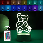 Lampa LED decorativa, Flippy, 3D, Ursulet, cu telecomanda, doua moduri de alimentare USB si baterii, 20 cm inaltime,