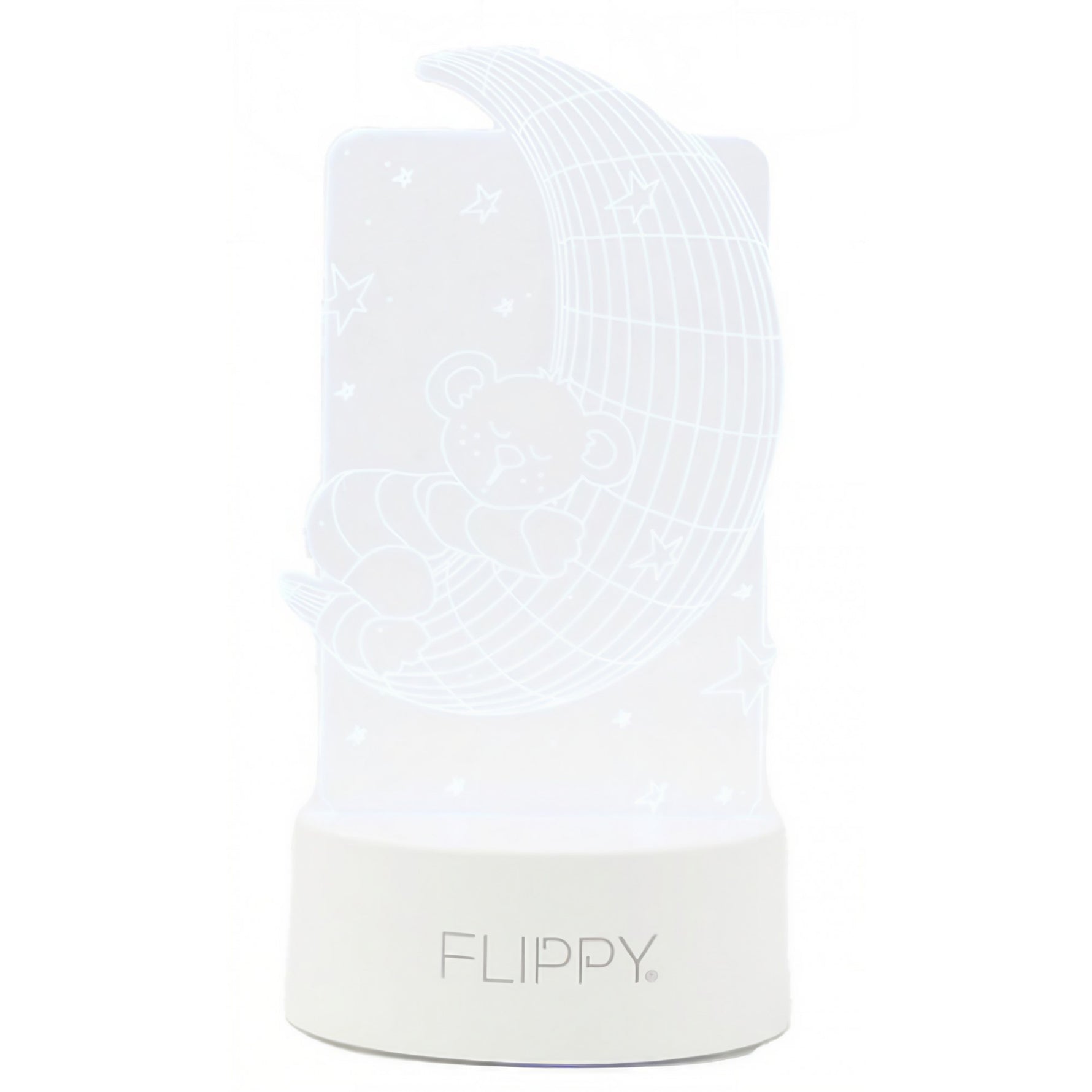 Lampa LED decorativa, Flippy, 3D, Ursulet si Semiluna, cu telecomanda, doua moduri de alimentare USB si baterii, 20 cm