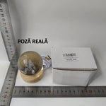 Lampa LED Decorativa, Flippy, cu Bila de Cristal cu Diametru 6cm, Model Brad de Craciun 3D, Alimentare USB, Suport din