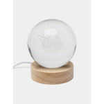Lampa LED Decorativa, Flippy, cu Bila de Cristal cu Diametru 6cm, Model Cer Instelat 3D, Alimentare USB, Suport din