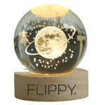 Lampa LED Decorativa, Flippy, cu Bila de Cristal cu Diametru 6cm, Model Cer Instelat 3D, Alimentare USB, Suport din