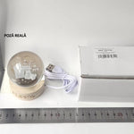 Lampa LED Decorativa, Flippy, cu Bila de Cristal cu Diametru 6cm, Model Merry Christmas 3D, Alimentare USB, Suport din