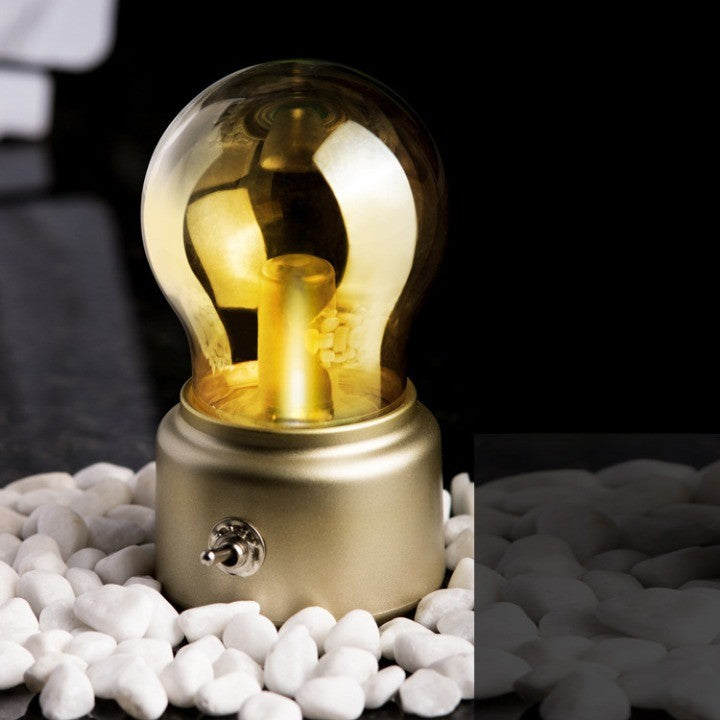 Lampa LED Decorativa sub forma de Bulb, Retro pentru interior, Bej/ Transparent, 5 V, 500 mA, ABS, Lumina Calda,