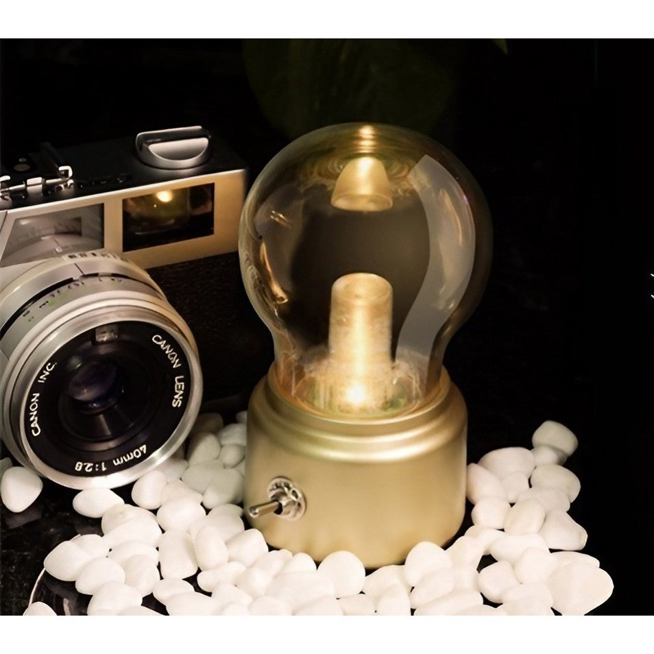 Lampa LED Decorativa sub forma de Bulb, Retro pentru interior, Bej/ Transparent, 5 V, 500 mA, ABS, Lumina Calda,