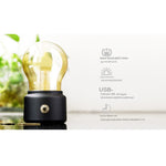 Lampa LED Decorativa sub forma de Bulb, Retro pentru interior, Negru/ Transparent, 5 V, 500 mA, ABS, Lumina Calda,
